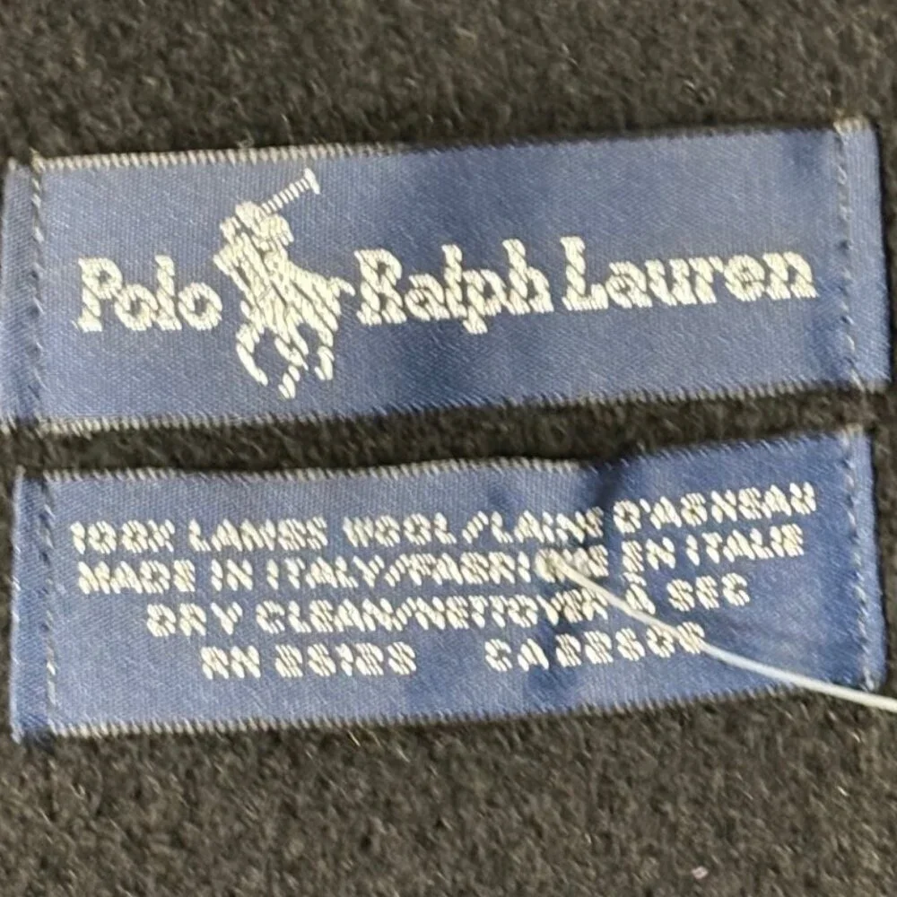 Polo Ralph Lauren 100% Lambswool Black Scarf w/White Pony Made in Italy WITH TAG